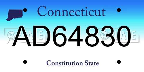 AD64830 Connecticut License Plate