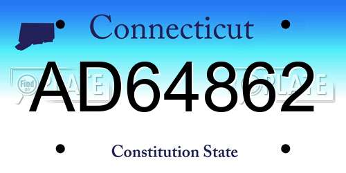 AD64862 Connecticut License Plate