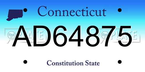 AD64875 Connecticut License Plate