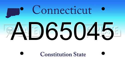 AD65045 Connecticut License Plate