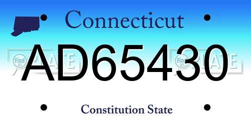 AD65430 Connecticut License Plate
