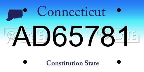 AD65781 Connecticut License Plate