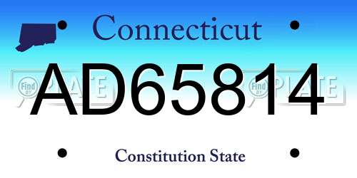 AD65814 Connecticut License Plate