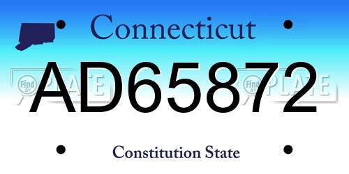 AD65872 Connecticut License Plate