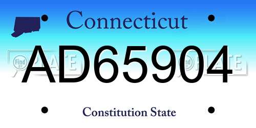 AD65904 Connecticut License Plate