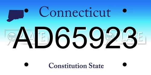 AD65923 Connecticut License Plate