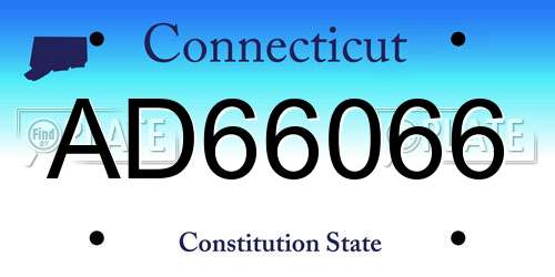 AD66066 Connecticut License Plate