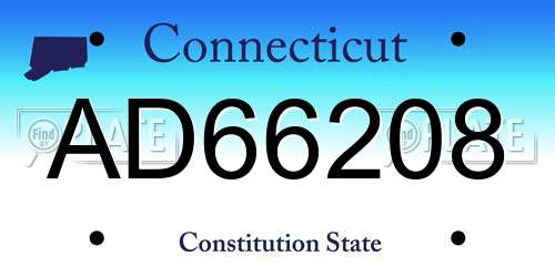 AD66208 Connecticut License Plate