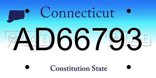AD66793 Connecticut License Plate