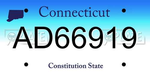 AD66919 Connecticut License Plate