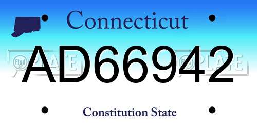 AD66942 Connecticut License Plate