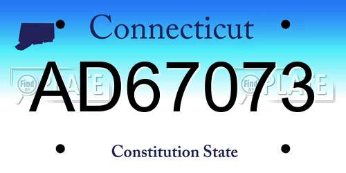 AD67073 Connecticut License Plate