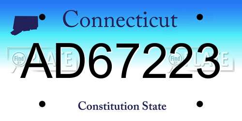 AD67223 Connecticut License Plate