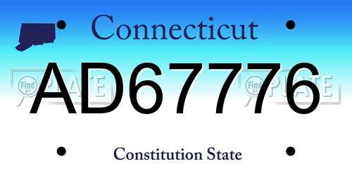 AD67776 Connecticut License Plate