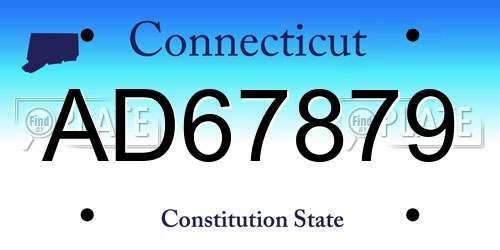 AD67879 Connecticut License Plate