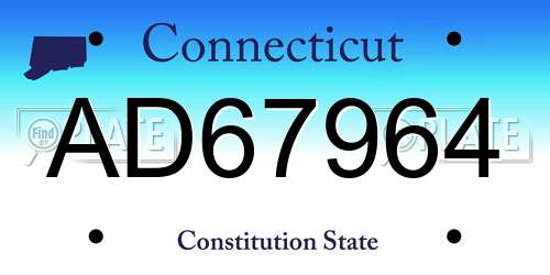 AD67964 Connecticut License Plate