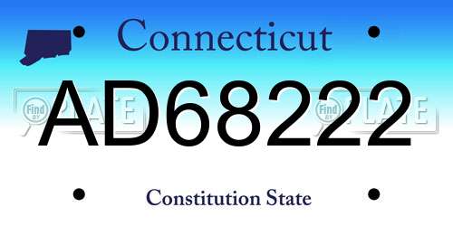 AD68222 Connecticut License Plate
