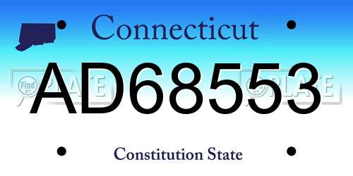 AD68553 Connecticut License Plate