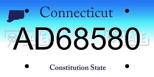 AD68580 Connecticut License Plate