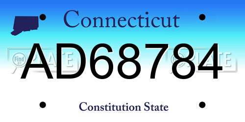 AD68784 Connecticut License Plate