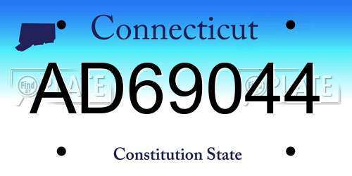 AD69044 Connecticut License Plate
