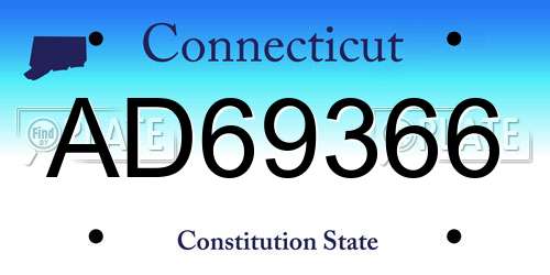 AD69366 Connecticut License Plate