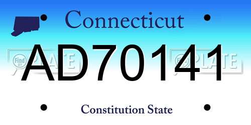 AD70141 Connecticut License Plate
