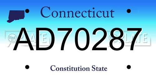 AD70287 Connecticut License Plate