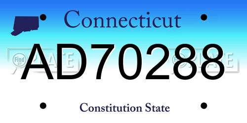 AD70288 Connecticut License Plate