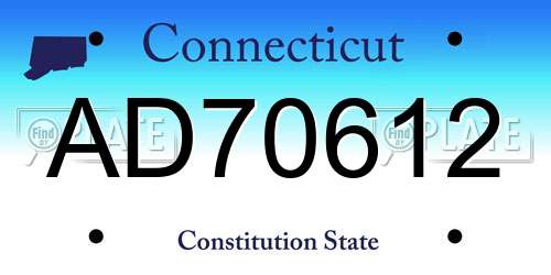AD70612 Connecticut License Plate