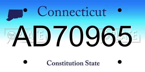 AD70965 Connecticut License Plate
