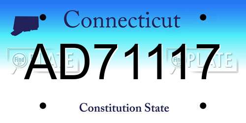 AD71117 Connecticut License Plate