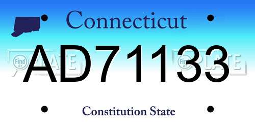 AD71133 Connecticut License Plate