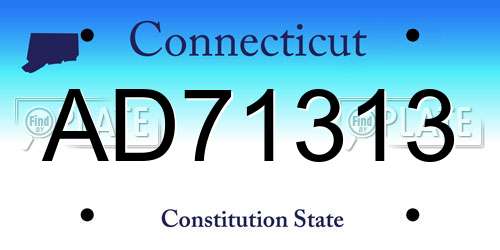 AD71313 Connecticut License Plate