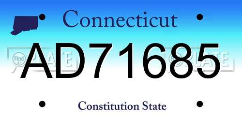 AD71685 Connecticut License Plate