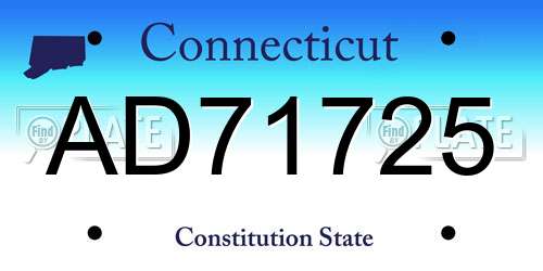 AD71725 Connecticut License Plate