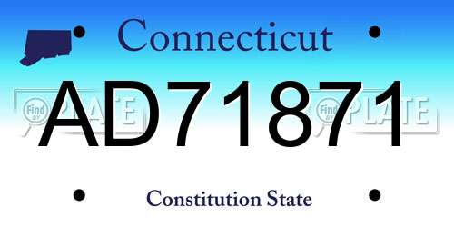 AD71871 Connecticut License Plate