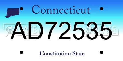 AD72535 Connecticut License Plate