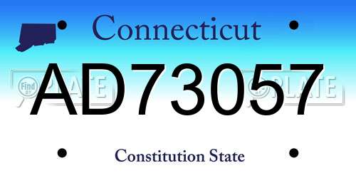 AD73057 Connecticut License Plate
