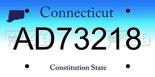 AD73218 Connecticut License Plate
