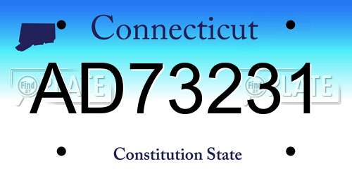 AD73231 Connecticut License Plate