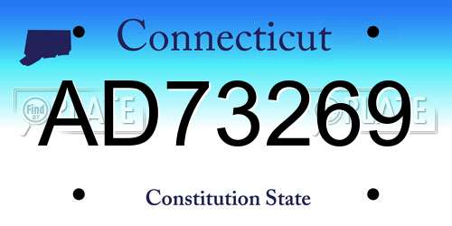 AD73269 Connecticut License Plate