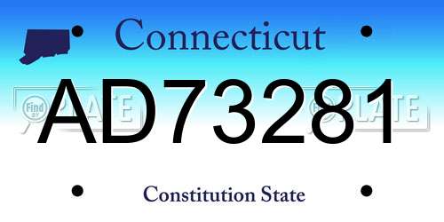 AD73281 Connecticut License Plate