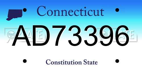 AD73396 Connecticut License Plate