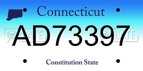 AD73397 Connecticut License Plate