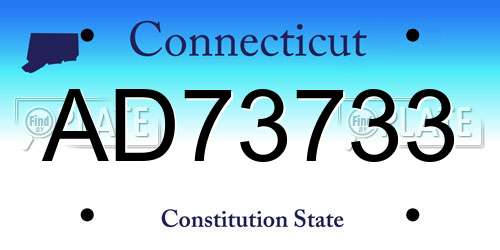 AD73733 Connecticut License Plate