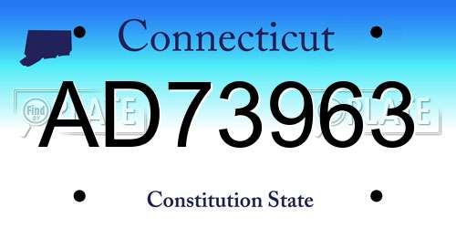 AD73963 Connecticut License Plate