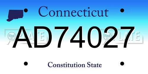 AD74027 Connecticut License Plate