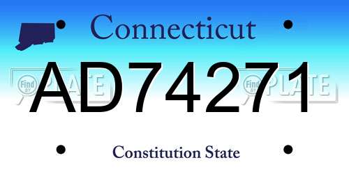 AD74271 Connecticut License Plate