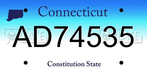 AD74535 Connecticut License Plate